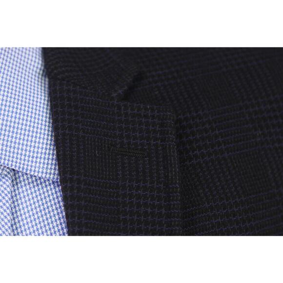 Pal Zileri Black/Purple Plaid Knit Wool-Cotton Unstructured 2B Blazer Jacket 40R - Picture 5 of 10